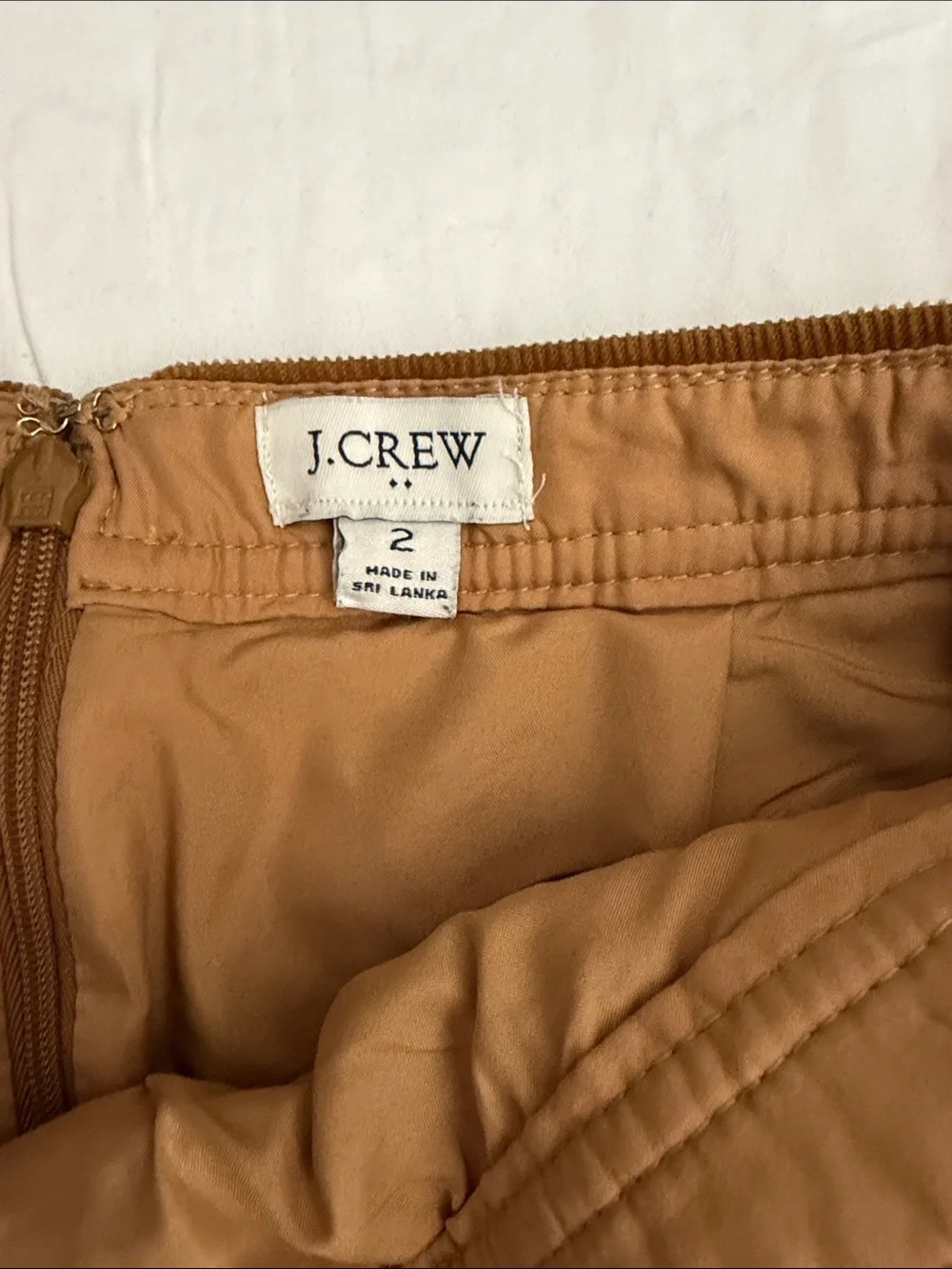 J. Crew Button-Front Corduroy Mini Skirt in Rust Brown